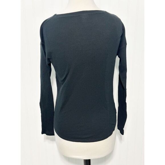 PINK Victoria's Secret Women's Love Pink Thermal Knitted Top Black‎ Size XS - Picture 9 of 10